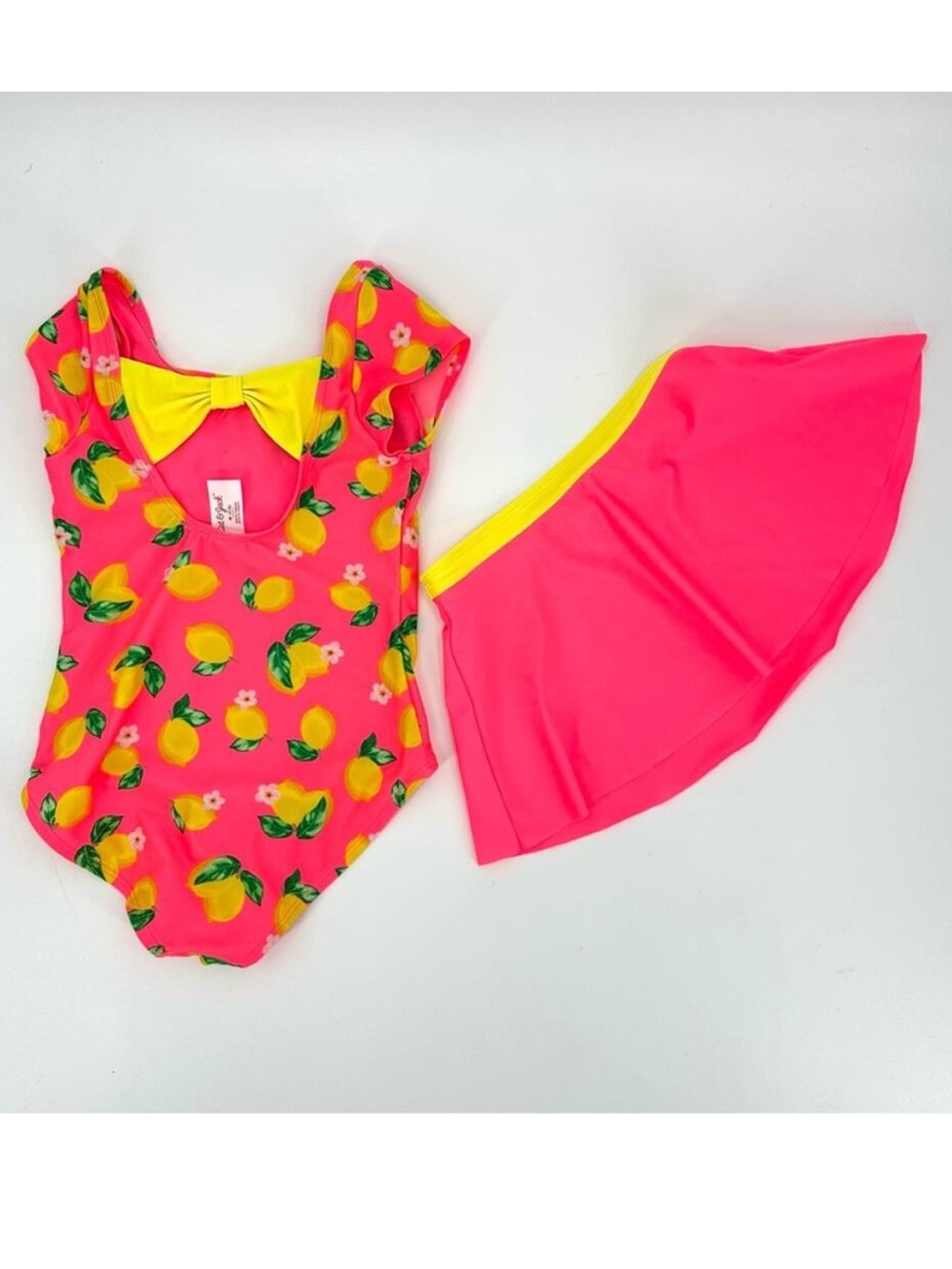 Cat & Jack lemon one piece swim suit with matching skirt Size M 7/8 - Picture 2 of 8